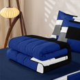 thumbnail image 5 of Castle Fairy Geometric Geometric Block Zipper Twin Comforter Sets with Fitted Sheet and 2 Pillowcases,Abstract Square Zipper Bedding Set,Navy Gray Black White,Reversible, 5 of 5