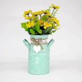 thumbnail image 2 of Vintage Metal Iron Vase Double Handle with Hemp Rope Bow and Heart Decoration, Indoor/Outdoor, 2 of 4