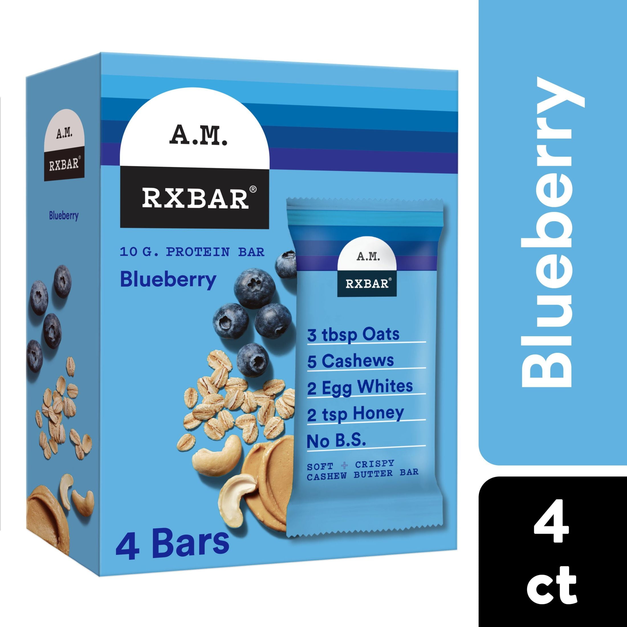 RXBAR A.M. Blueberry Chewy Protein Bars, Gluten Free, 7.7 oz, 4 Count