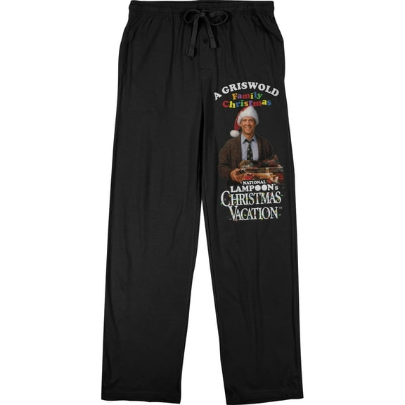 National Lampoon's Christmas Vacation Clark Griswold Santa Men's Black Drawstring Sleep Pajama Pants -Medium