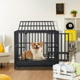 thumbnail image 7 of Pefilos 42" Heavy Duty Indestructible Dog Crate with Wheels, High Anxiety Dog Cage, Sturdy Locks, Removable Tray Design, Large Dog Kennel, Black, 7 of 7
