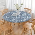 thumbnail image 3 of Blue Pioneer Flower and Paisley Pattern (3) Round Fitted Tablecloth with Elastic Edge,Dining Table Cover Waterproof,Outdoor Round Tablecloth for Camping,Dining,Indoor and Outdoor, 3 of 7
