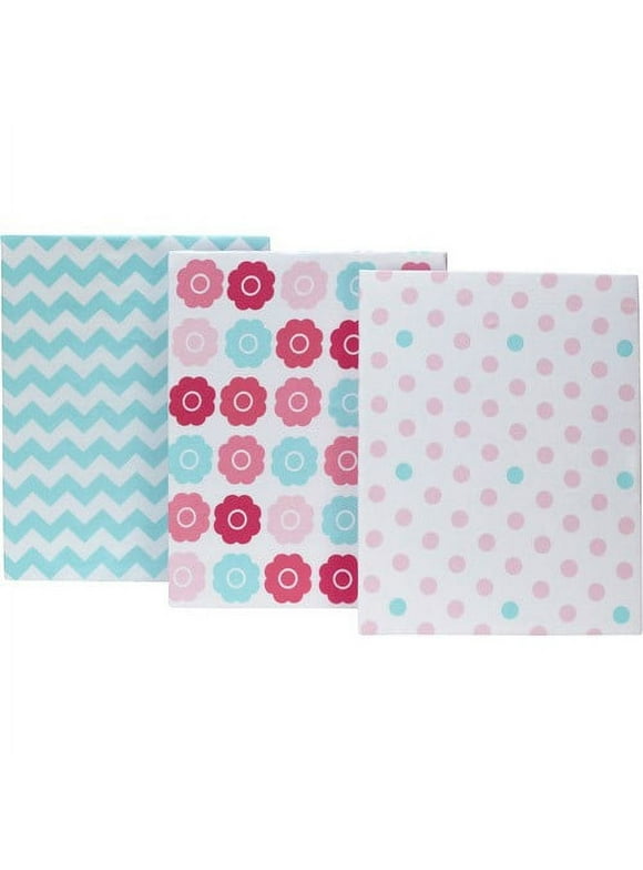 NoJo Modern White, Pink, Blue, Multi-color Floral, Chevron, Polka Dot Cotton Sheet Sets, Crib Bed, (3 Pieces)