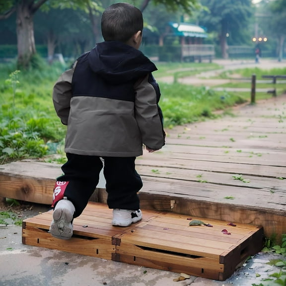 Wooden Platform 3.7" Height.One Step Stool Larger 31.5" for Adults&Senior. Carbonization Porch Step,Stair Assist Indoor&Outdoor,Bedside Foot Stepper,Mobility Stepping.for Handicap,Elderly,Kids