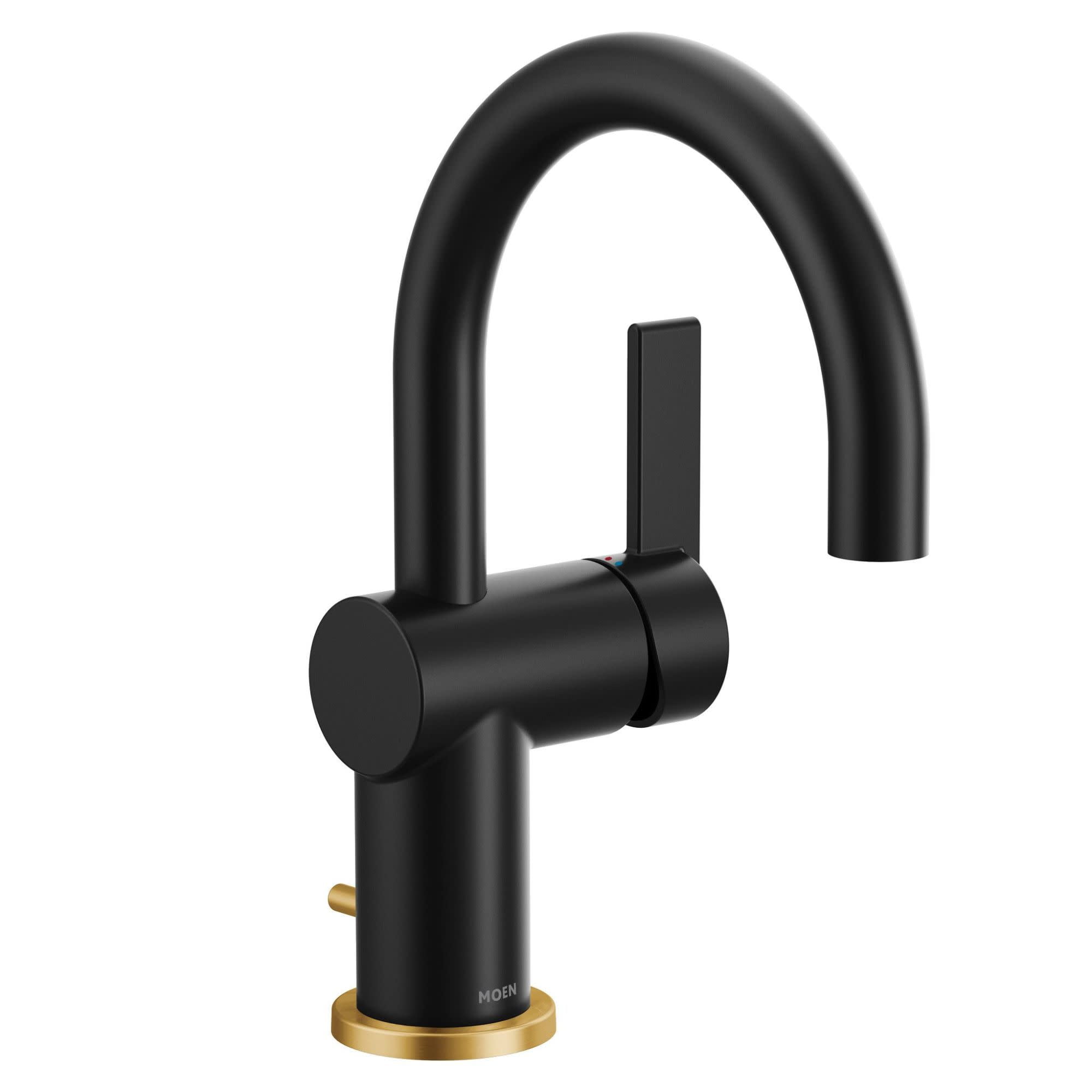 Moen 6221BG CIA Collection Single Handle Bathroom Sink Faucet, Brushed Gold