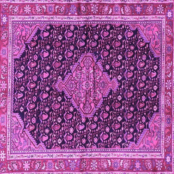 Ahgly Company Indoor Square Medallion Purple Traditional Area Rugs, 6' Square