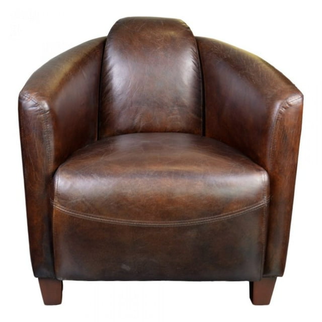 Fauteuil Club Salzbourg Cuir Brun Foncé
