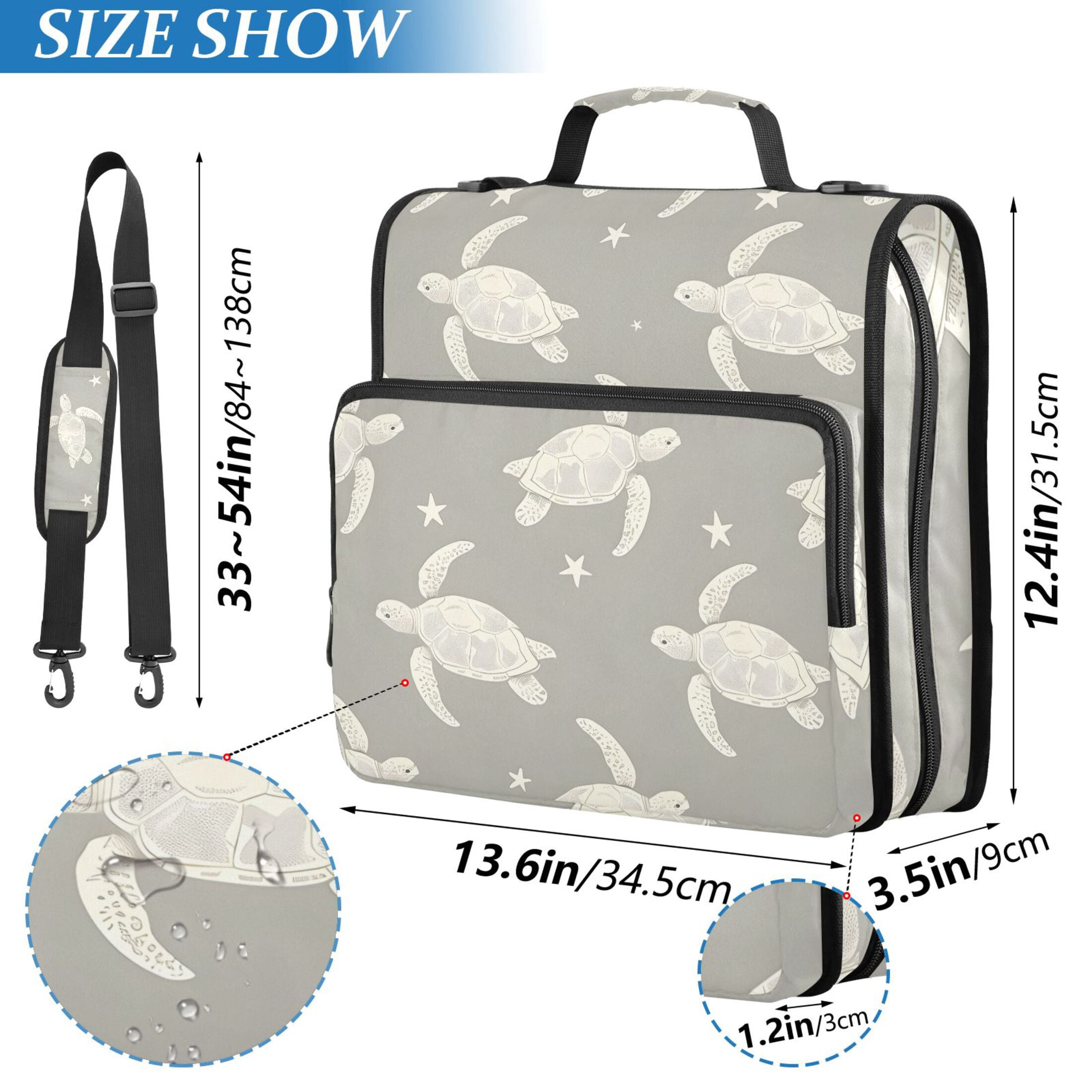 ALAZA Zipper Binder Retro Sea Turtles 3 Ring Trapper Keeper File Folder Organizer Bag