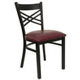 thumbnail image 2 of BizChair Black ''X'' Back Metal Restaurant Chair - Burgundy Vinyl Seat, 2 of 11