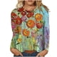 thumbnail image 2 of ICHUANYI Clearance Women's Casual Round Neck Long Sleeve Printed Loose Shirt Blouse Tops(Yellow, L) ICHUANYI WER2023081006438, 2 of 4