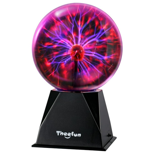 Lámpara esférica de plasma Theefun de 6 pulgadas, activada por el tacto y el sonido, DC 12 V