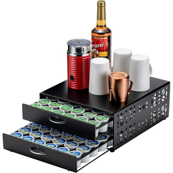 K Cup Organizer Drawer 2 Tier Coffee Pod Holder for Keurig Pod Holder Save Space Countertop Kitchen (84 Pods Capacity)