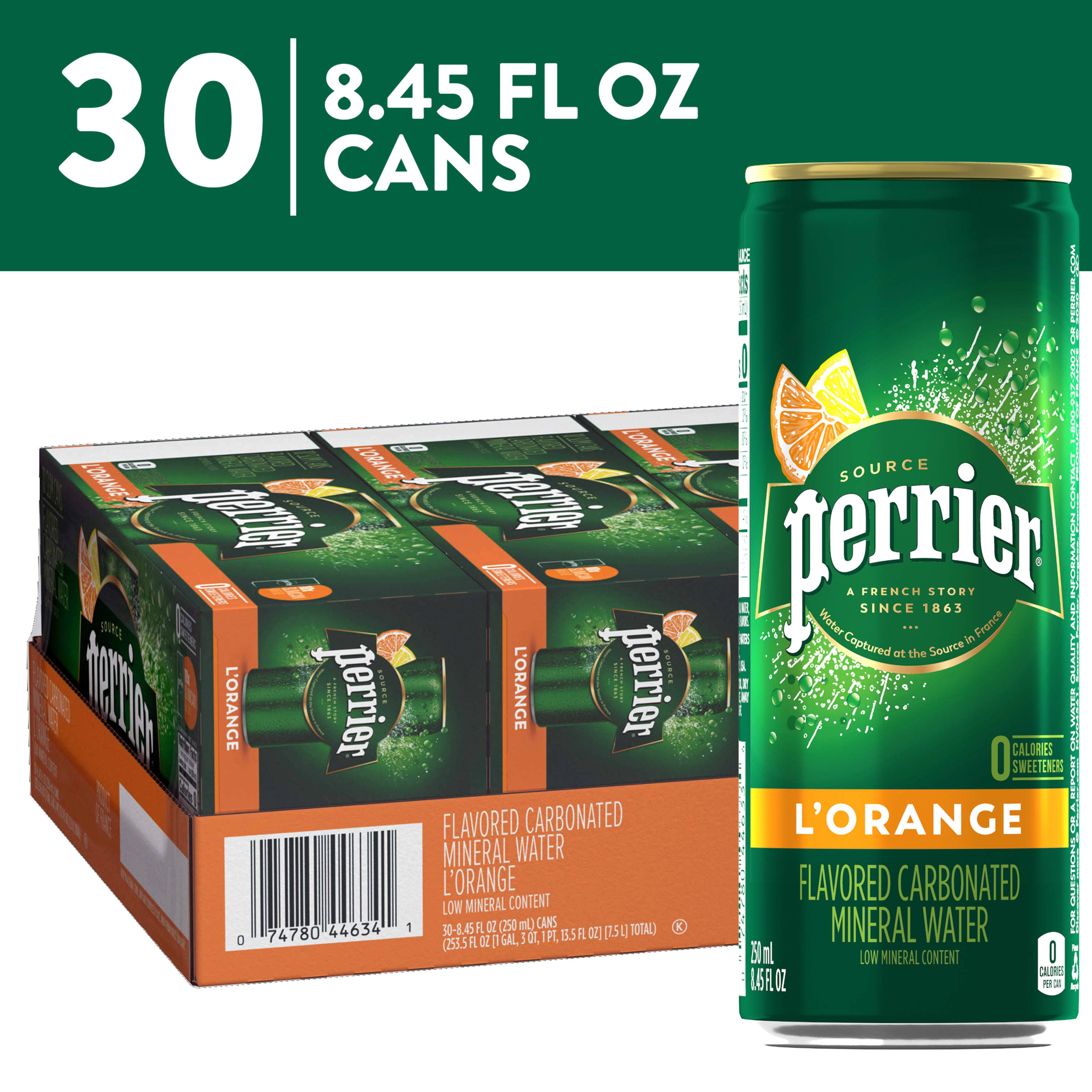 Cans Perrier Fusions 8.45 Fl Oz 24 Count Peach and Cherry Flavor 