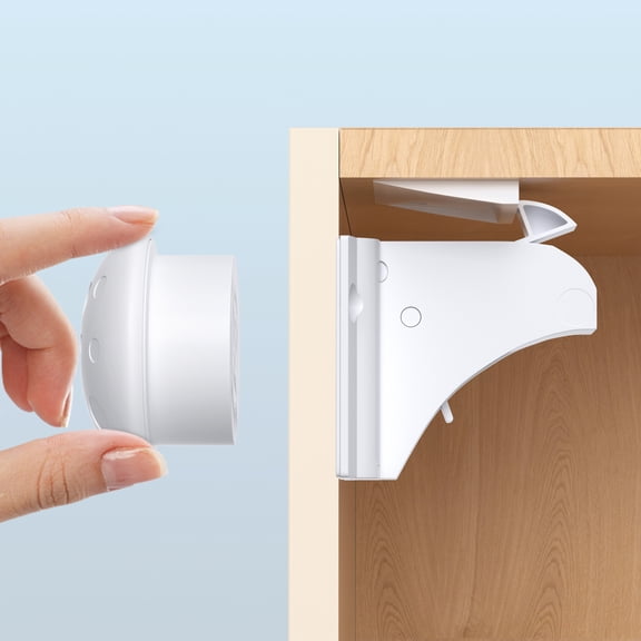Child Safety Magnetic Cabinet Locks, AOSITE 12 Pack 3 Keys Baby Proofing Magnetic Drawer Locks for Kitchen with Adhesive No Drilling or Screws Fixed, 4 Baby Safety Cabinet Locks for Knobs