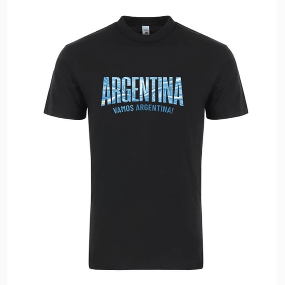Argentina T-Shirt Vamos Argentina Tee 2026 - Unisex Adult Football Fan Tee, World Tournament Supporter Shirt - Black - S
