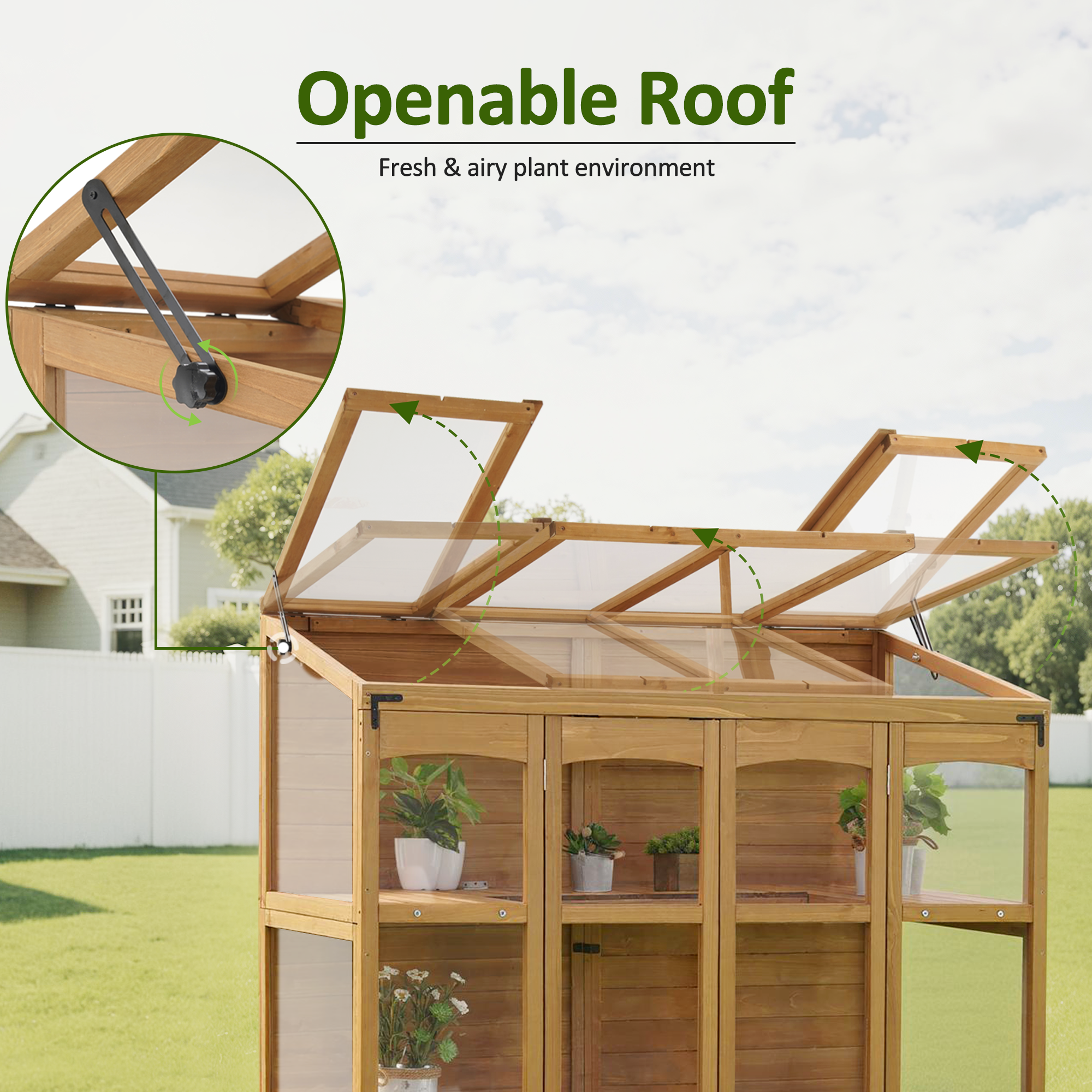 MCombo Wood Walk-In Outdoor Greenhouse, 57.9" x 28.5" x 73.4"