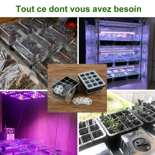 Plateau de Semis avec Couvercle Transparent Plateaux de Démarrage en Plastique Réutilisables pour Semis