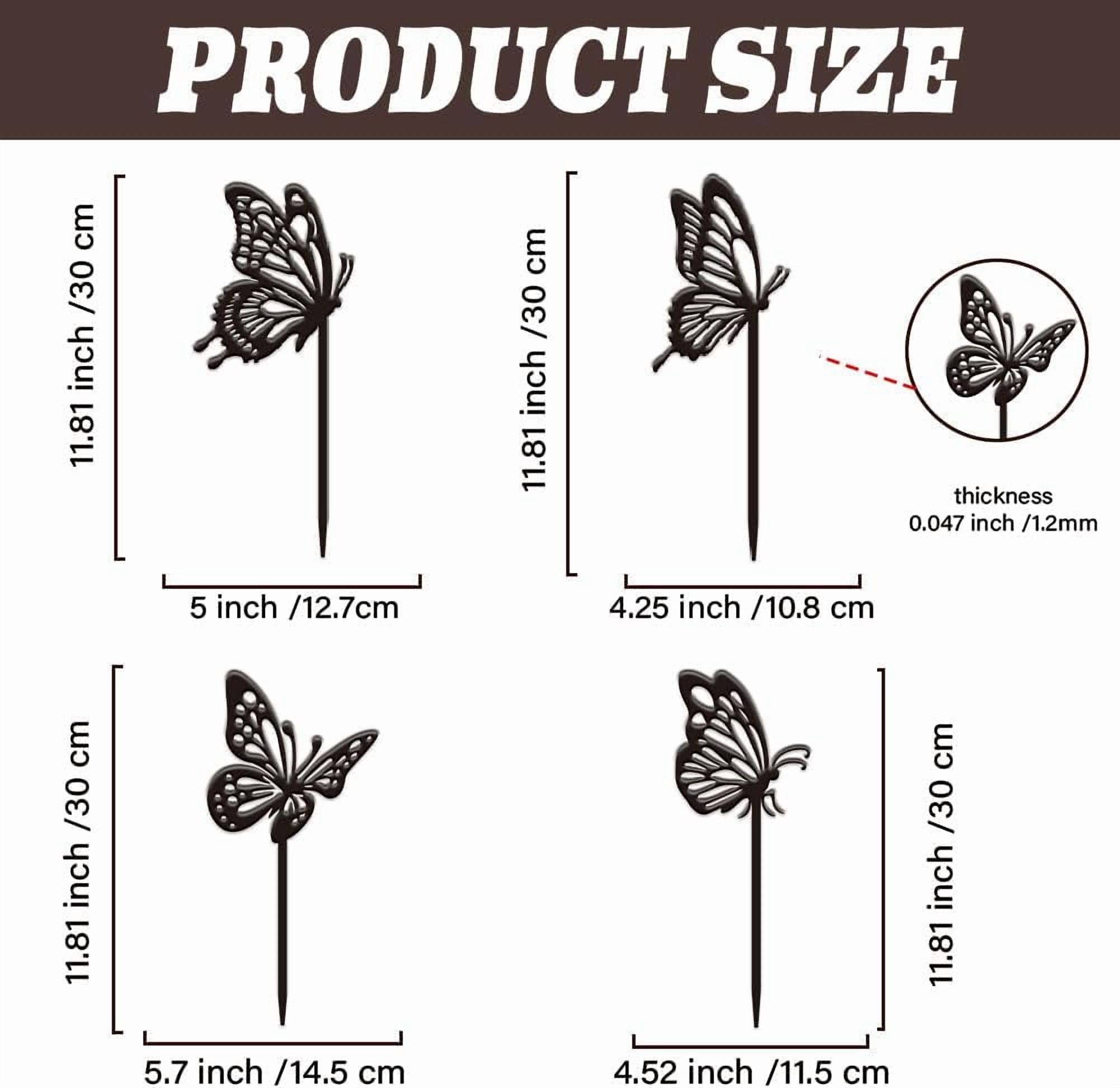 4PCS Butterfly Garden Decor Butterfly Metal Outdoor Plaque Ornament Black Silhouette Outdoor Decor Metal Courtyard Lawn Patio Yard Decorative Art Gifts Colorful