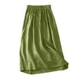 thumbnail image 4 of GXIPO Summer Cotton Linen Skirts for Women Elastic Waist Buttoned A Line Midi Skirt Boho Beach Skirt Green 2XL, 4 of 4