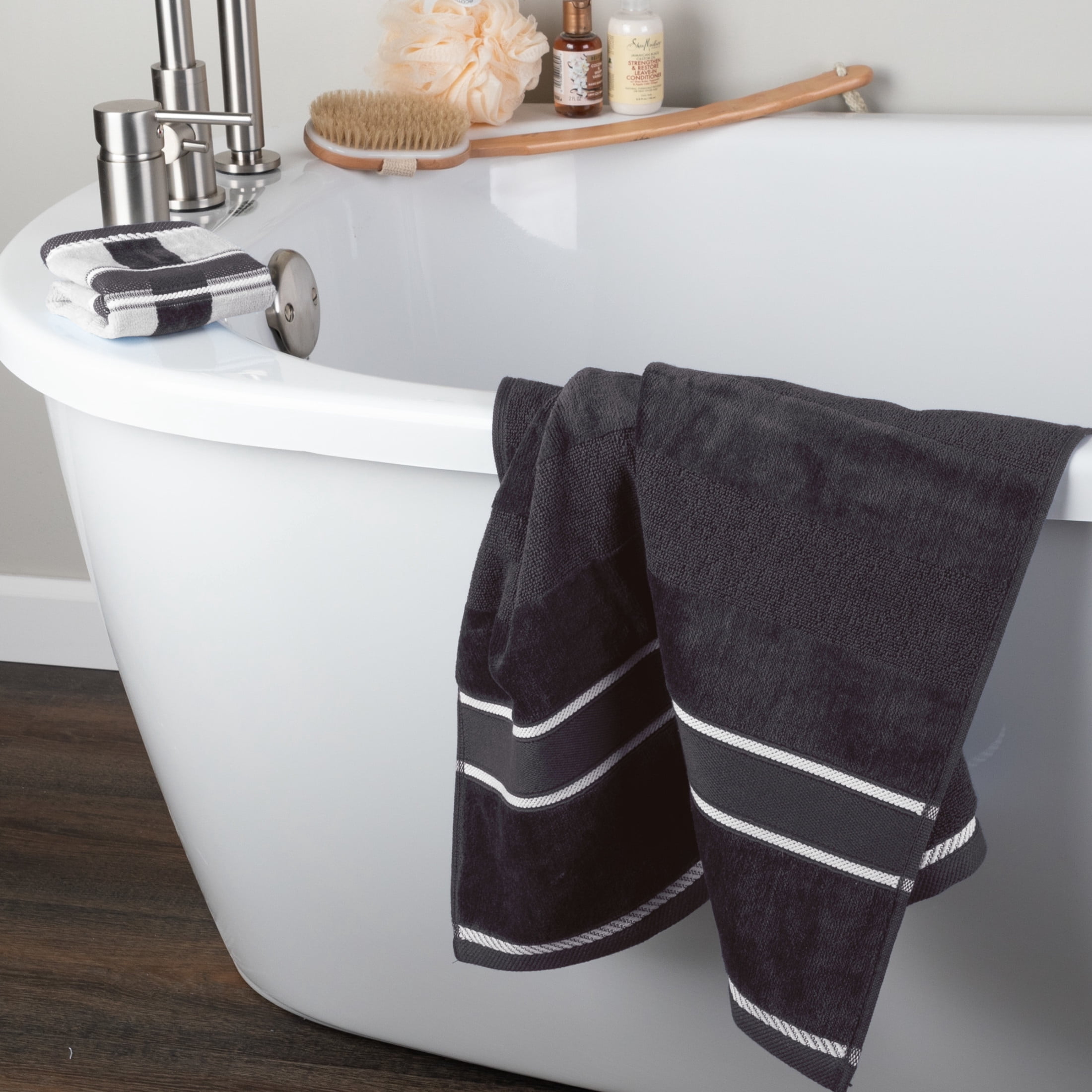 Lavish Home 6PC Towel Set - 525GSM Cotton Bathroom Accessories (Charcoal)