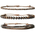 thumbnail image 1 of Nvzi Pulsera de cuerda ajustable hecha a mano con cuentas de piedra natural, 3 piezas A08, 1 of 5