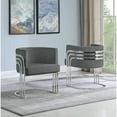 thumbnail image 2 of Dark Gray Velvet Accent Barrel Leisure Chair with Silver Chrome Legs, 2 of 5
