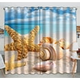 thumbnail image 1 of Cortina de ventana ABPHQTO mar y concha de mar 130x210 cm dos piezas, 1 of 2