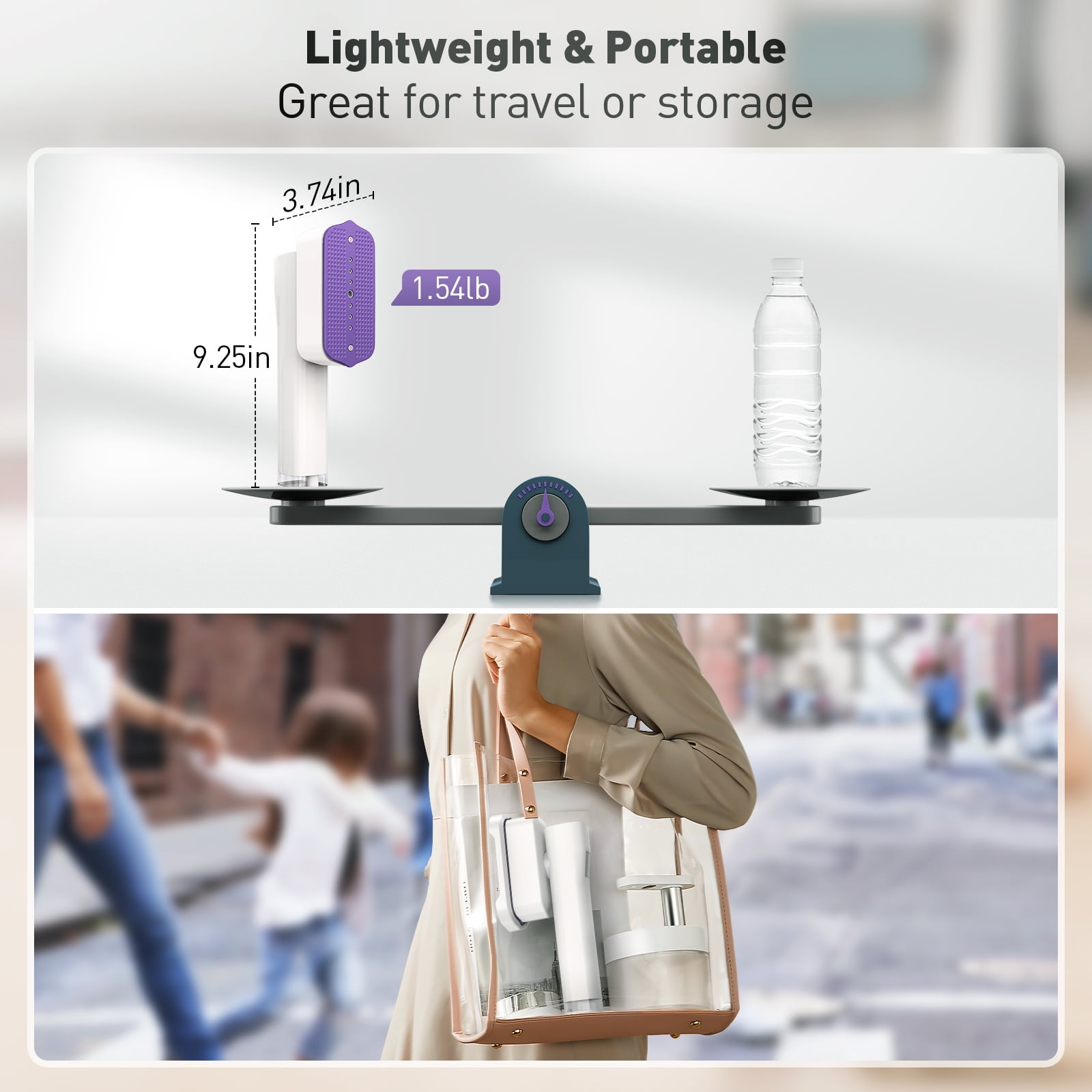 Portable Handheld Travel Steamer for Clothes, 1200W, 3 Steam Levels, 15s Heat-Up, 20 Min of Continuous Steam, Ideal for Home and Travel