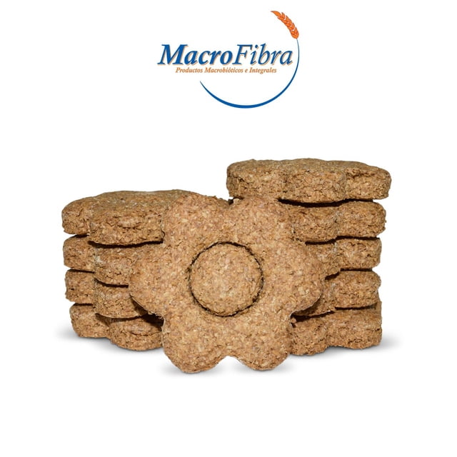 Galleta Flor Salvado Canela Macrofibra Integral Reducido en Azucar Vegano sin Lactosa Macrobiotico E Integral 3 Paq c/10 Pzas