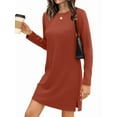 thumbnail image 2 of Dresses for Women Casual Long Sleeve Cozy Tshirt Dress Fashion Fall Outfits Brick Red L, 2 of 8
