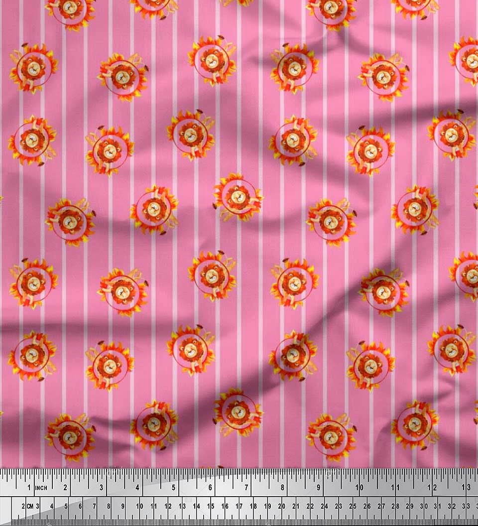 Soimoi Cotton Canvas Fabric - Stripe & Mandala Kaleidoscope Print 42 Inch Wide Sewing Material