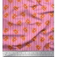 thumbnail image 1 of Soimoi Pink Poly Georgette Fabric Stripe,Fire Ring & Lion Cartoon Print Fabric by Yard 52 Inch Wide, 1 of 1