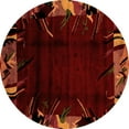 thumbnail image 1 of Ahgly Company Indoor Round Abstract Orange Modern Area Rugs, 3' Round, 1 of 4
