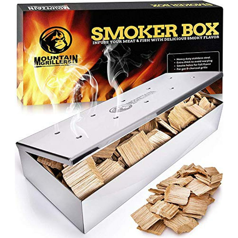 Smoker Box for Wood Chips Use a Gas or Charcoal BBQ Grill and Still