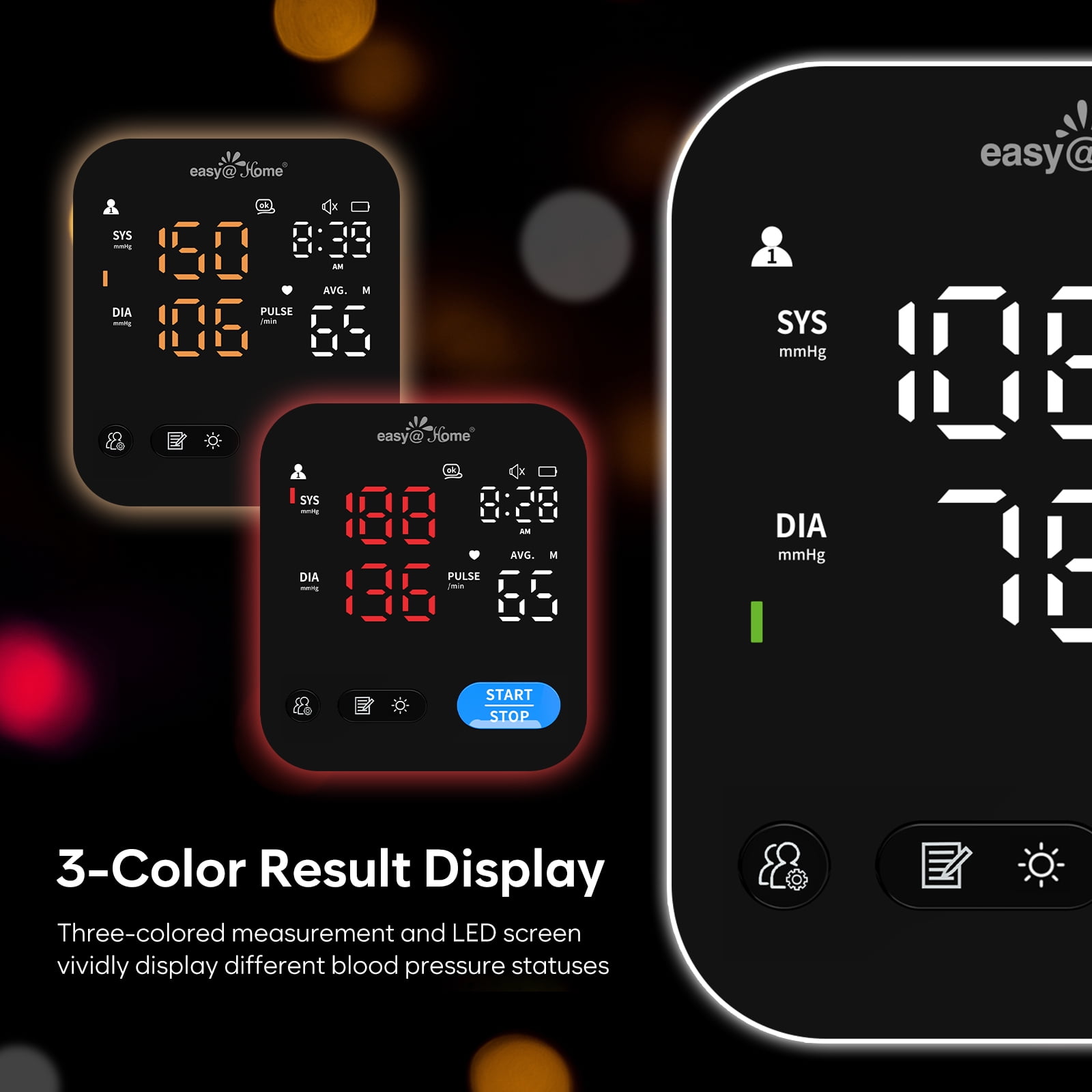 Easy@Home Upper Arm Blood Pressure Monitor, Accurate BP Machine with Voice & LED Display, MyHeartPal App, No Bluetooth