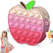 XUYIDAN Pop Fidget Purse for Girls, 2 in 1 Pop Bag for Girls Crossbody, Poppet Purse Rainbow Silicone Sensory Toys Bubble Bag, (Apple)