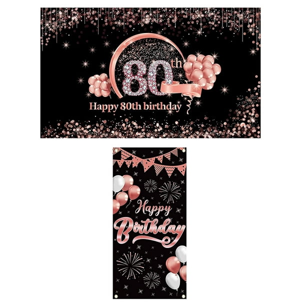 Décorations de fête d'anniversaire 40 ans - Toile de fond et bannière de  porte - Or rose 