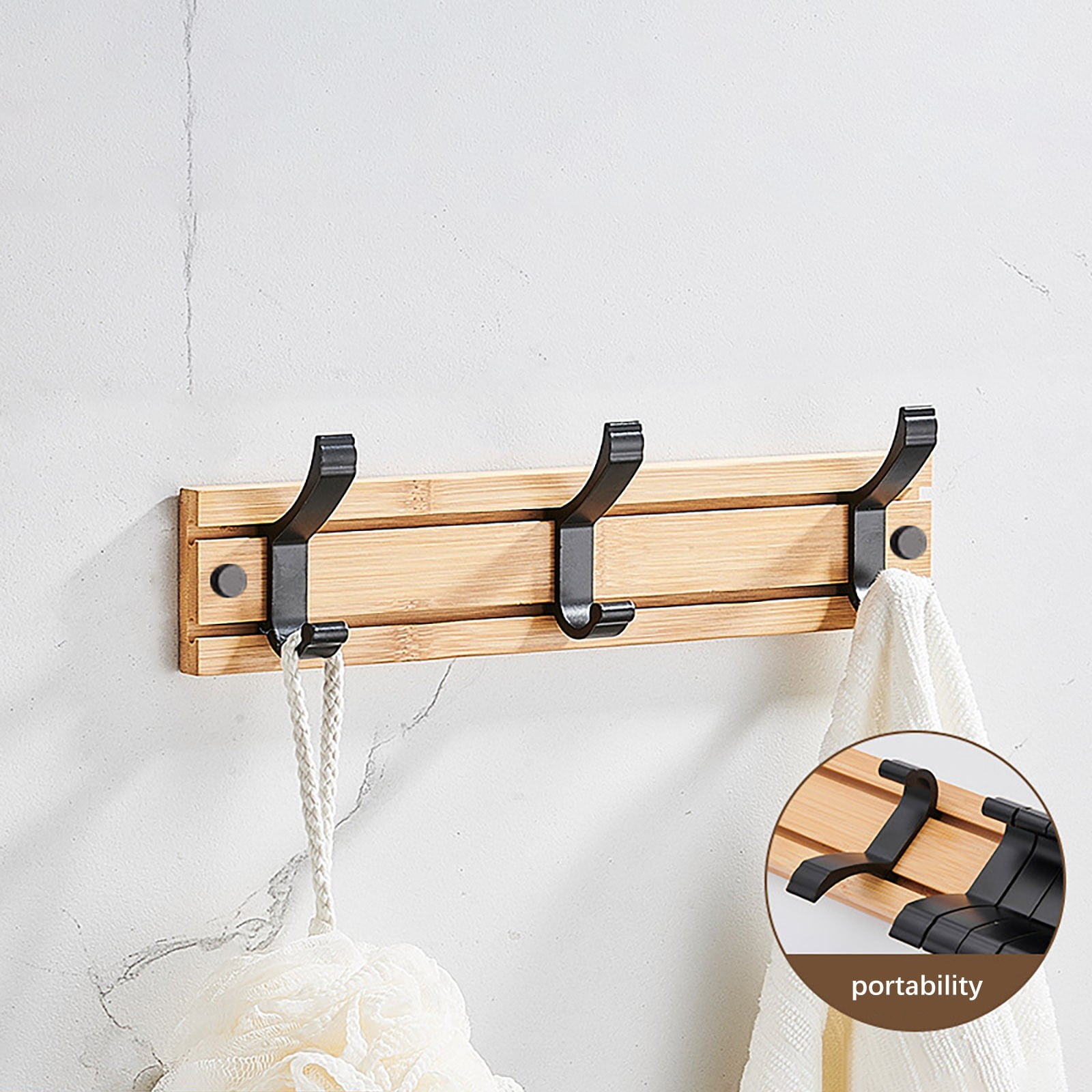 qazqa coat rack wall mount with movable multiple metal hooks wooden