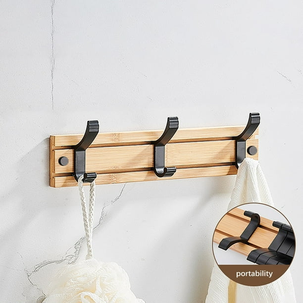 qazqa coat rack wall mount with movable multiple metal hooks wooden