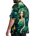 thumbnail image 3 of Mermaid Men's Poplin Shirt, Casual Short Sleeve Printed Button Down Summer Beach Unisex Shirts, 3 of 6