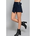 thumbnail image 5 of Saronite Solid Waist Belted Cotton Cargo Skort Mini Skirt, Navy (Women's), 5 of 5