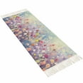 thumbnail image 2 of Blue Spring Floral Hallway Runner Rug 2x5ft,Summer Daisy Botanical Oil Painting Washable Woven Living Room Bedroom Kitchen Bathroom Carpet with Tassels,Indoor Outdoor Throw Door Mat for Entryway, 2 of 5