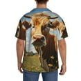 thumbnail image 3 of Lsque Daisy Flower Field Cow print Men's Cuban Collar Short Sleeve Shirt Summer Beachwear Casual Button Down Fashionable Vacation Leisure Shirt-4X-Large, 3 of 7
