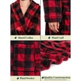 thumbnail image 3 of PAVILIA Robes For Women, Fleece Soft Fluffy Bathrobe, Plush Cozy Flannel Long Spa Robe (L/XL, Black Red Checkered), 3 of 9