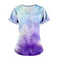 thumbnail image 3 of Cathalem Women's Fashion Color Block T Shirts Ribbed Fitted Summer Basic Tees Lettuce Trim Going Out Tops,Purple L, 3 of 3