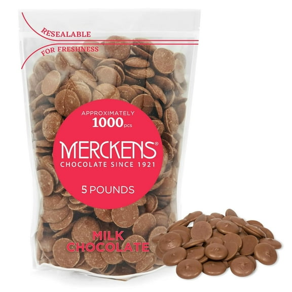 KIDU Merckens Chocolate Melting Wafers Bulk Bag Perfect For Valentine's Day, for Dipping, Deserts, Baking And More (Milk, 5 Pound)