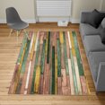 thumbnail image 2 of Wooden Print Turkish Area Rug, Brown Old Hardwood Floor Plank Grunge Lodge Garage Natural Rural Graphic, Soft Carpet for Living Room Decor with Distressed Look, 6.6' X 9.6', Pale Redwood, by Ambesonne, 2 of 4