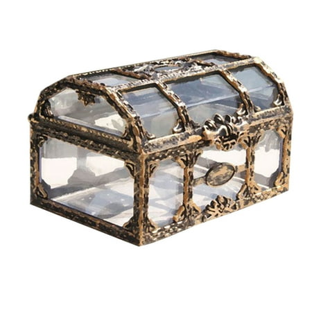 Plastic Transparent Pirate Treasure Box Crystal Gem Jewelry Box Storage Organizer Trinket Keepsake Treasure Chest