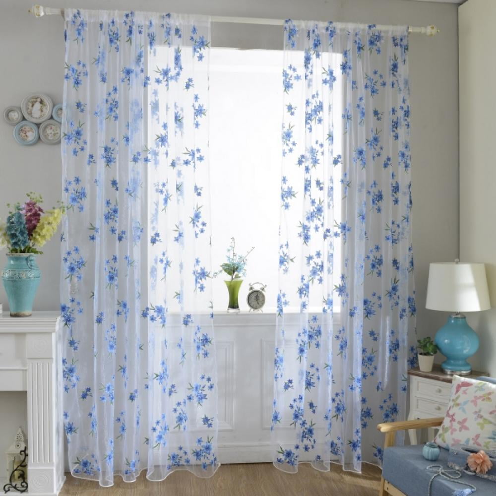Grommet Voile Floral Lace Sheer Window Curtain Door Curtain Drape Panel 39"x 78" 