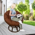 thumbnail image 6 of TOPCHANCES Waterproof Papasan Chair Cushion Only, 51 inch Tuffed Round Floor Seat Cushion, Swing Chair Seat Cushion with Ties, Chocolate, 6 of 9